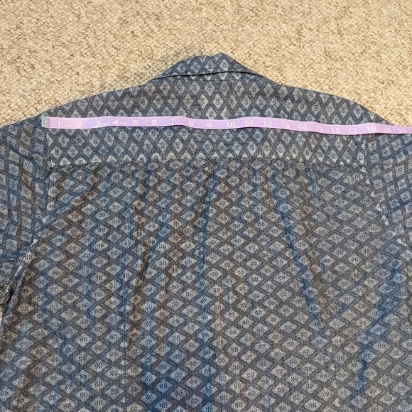 Of All Threads, men's L, blue pattern button front shirt. - Picture 10 of 10
